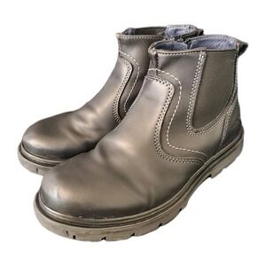 FERRATO Boys Black Ankle Boots Youth Size 1 Side Zip Lightly Worn, Toe Scuffs